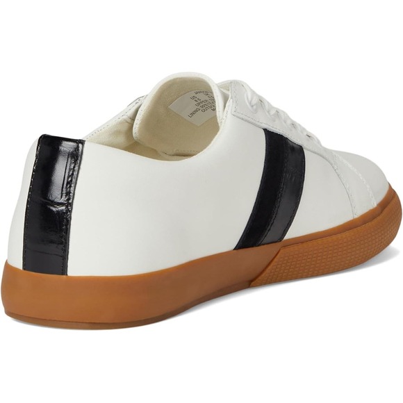 NWOB Lauren Ralph Lauren Janson II White Leather Sneakers Black Stripe US 8